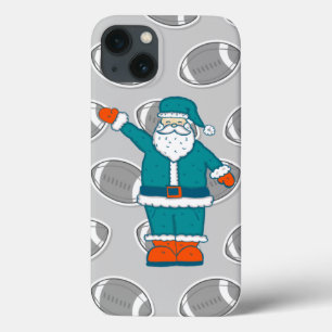 teal blue orange christmas santa claus basketball iPhone 13 case