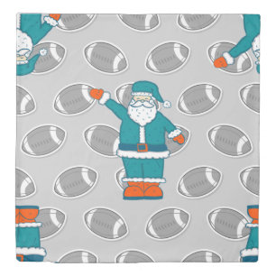 teal blue orange christmas santa claus basketball duvet cover