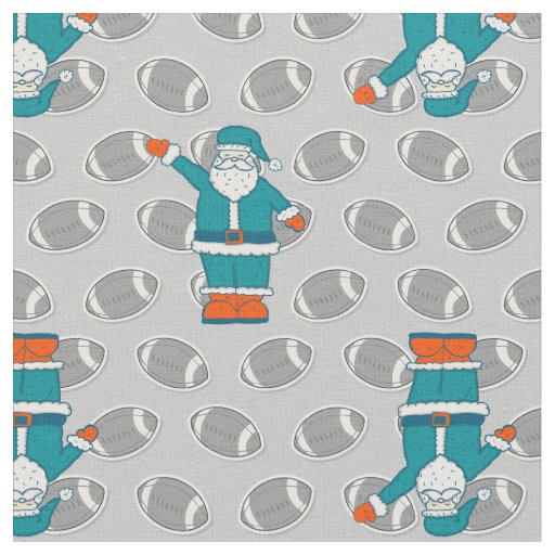 teal blue orange christmas santa claus basketball fabric