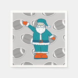teal blue orange christmas santa claus basketball napkins
