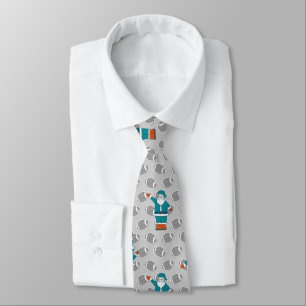 teal blue orange christmas santa claus basketball neck tie