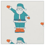 teal blue orange christmas santa claus fabric