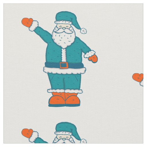 teal blue orange christmas santa claus fabric