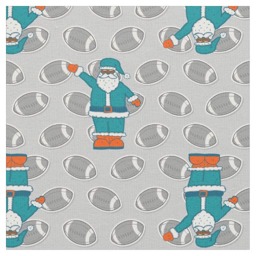 teal blue orange xmas black santa claus basketball fabric