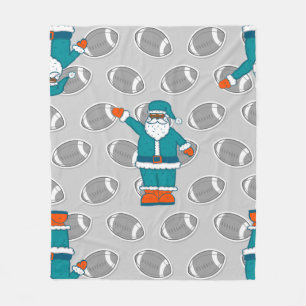 teal blue orange xmas black santa claus basketball fleece blanket