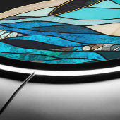 Teal Blue Orca Whale Stained Glass Look Wall light LED Sign (Edge)