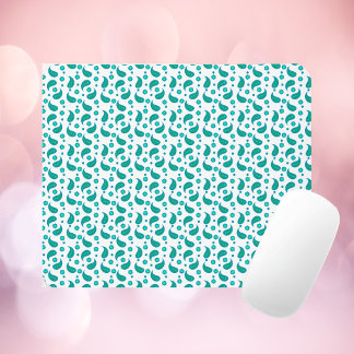 Teal Blue Paisley Floral Seamless Pattern Mouse Pad