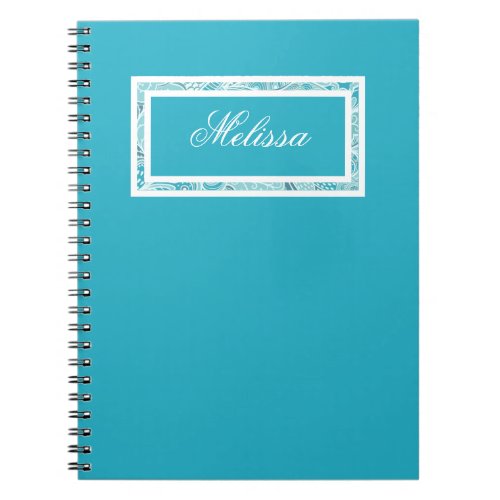Teal Blue  Paisley Fun Abstract Print Notebook