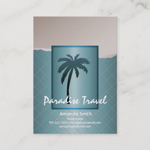 Teal Blue Palm Tree Business Cards