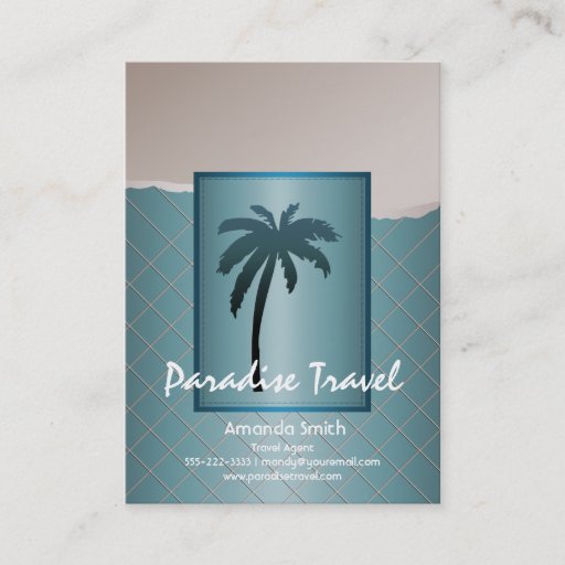 Customizable Teal Blue Palm Tree Business Cards