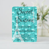 Teal Blue Paris Sweet Sixteen Birthday Party Invitation (Standing Front)