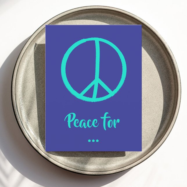 Teal Blue Peace Sign Postcard - Customizable (Creator Uploaded)