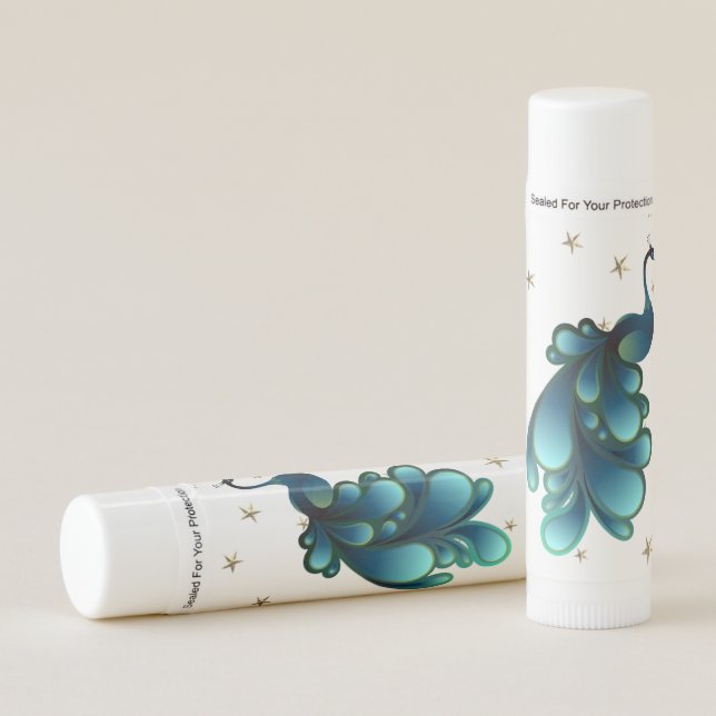 Teal Blue Peacock Lip Balm (Front)