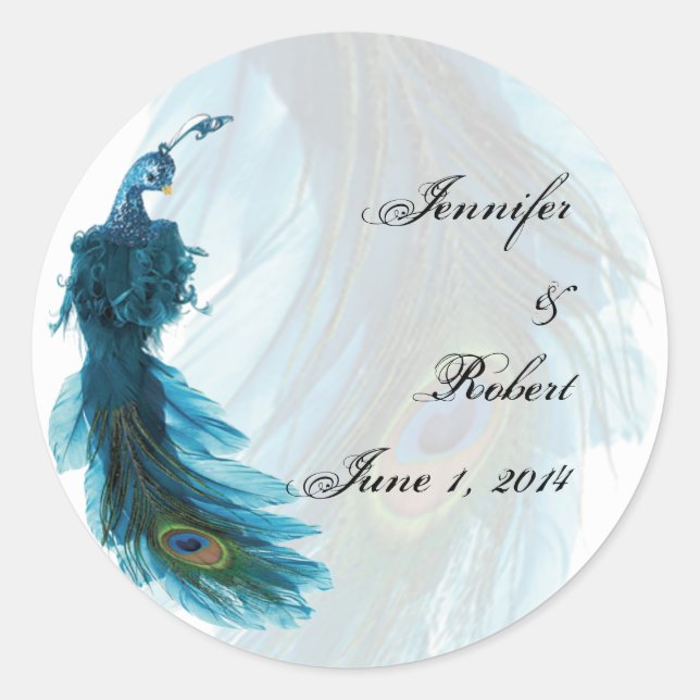 Teal Blue Peacock Plume Envelope Seal (Front)