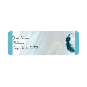 Teal Blue Peacock Plume Return Address Label