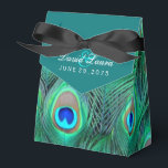 Teal Blue Peacock Wedding Favor Boxes<br><div class="desc">Elegant teal blue and vibrant emerald green,  royal blue and teal blue peacock feather wedding favor boxes. You can add text in the font style,  size and color of your choice on this beautiful teal blue peacock wedding favor box.</div>