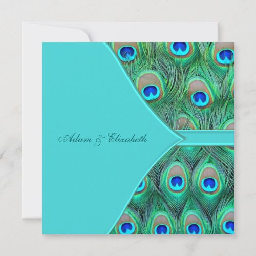 Teal Blue Peacock Wedding Invitations