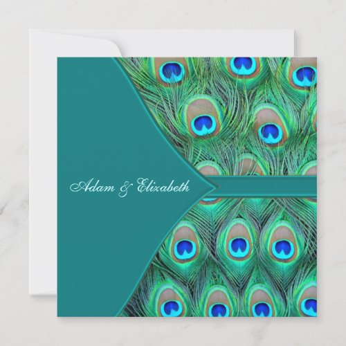Teal Peacock Wedding Custom Invites