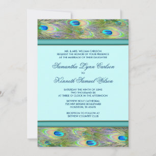 Teal Blue Peacock Wedding Invitations