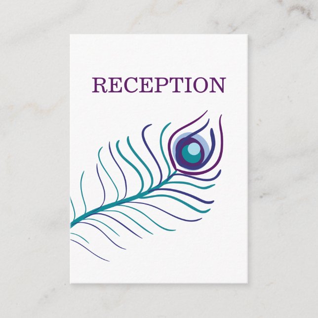 teal blue peacock wedding reception invite (Front)