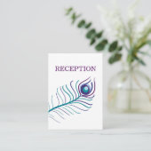 teal blue peacock wedding reception invite (Standing Front)