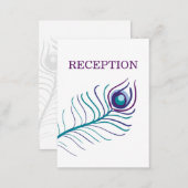 teal blue peacock wedding reception invite (Front/Back)
