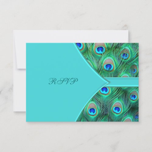 Teal Blue Peacock Wedding RSVP