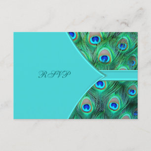 Teal Blue Peacock Wedding RSVP Card
