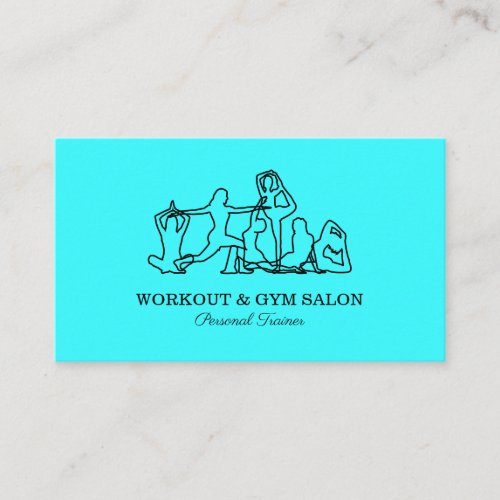 Teal Blue Personal Trainer Gym Yoga Business Card