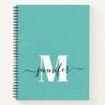 Teal Blue Personalized Sketchbook Monogram Name Notebook at Zazzle