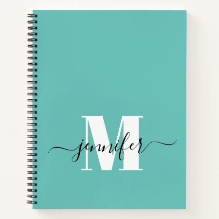 Teal Blue Personalized Sketchbook Monogram Name Notebook