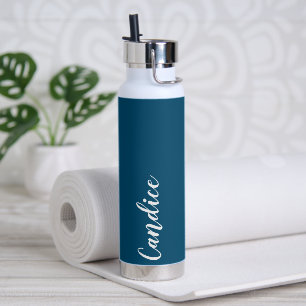 Teal Blue Personalized Wedding Bridesmaid Water Bottle