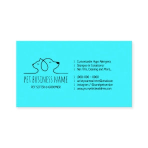 Teal Blue Petsitter dog and cat logo veterinary Business Card