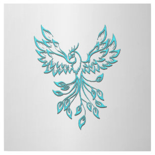 Teal Blue Phoenix Rises on Silver Gallery Wrap