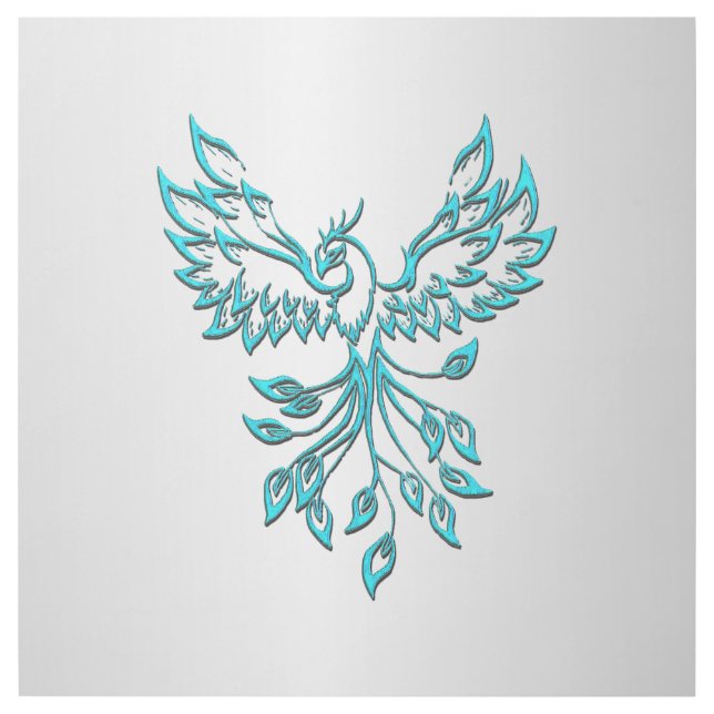 Teal Blue Phoenix Rises on Silver Gallery Wrap (Front)