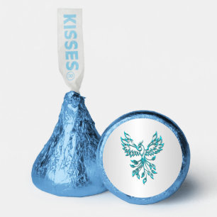 Teal Blue Phoenix Rises on Silver Hershey®'s Kisses®
