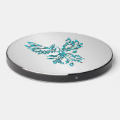 Teal Blue Phoenix Rises on Silver Wireless Charger (Front 2)