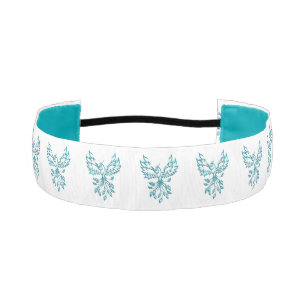 Teal Blue Phoenix Rises on White Athletic Headband