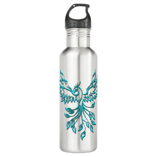 Teal Blue Phoenix Rises  Stainless Steel Water Bottle