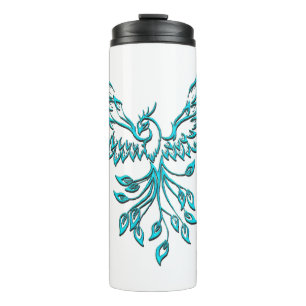 Teal Blue Phoenix Rises Thermal Tumbler