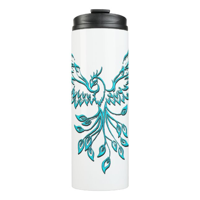 Teal Blue Phoenix Rises  Thermal Tumbler (Front)