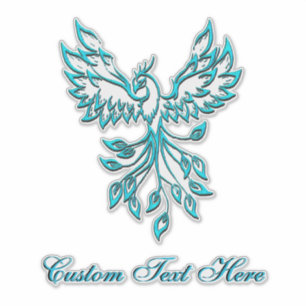 Teal Blue Phoenix with Custom Text Sticker