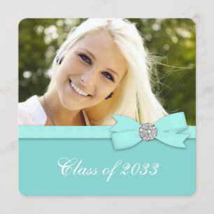 Teal Blue Photo Graduation Announcements