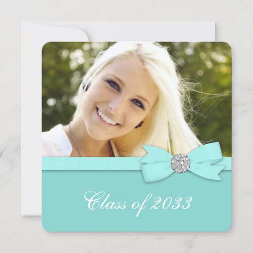 Teal Blue Photo Graduation Announcements