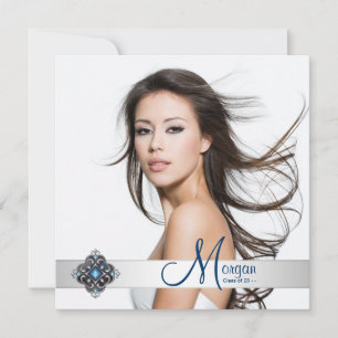 Teal Blue Photo Graduation Announcements