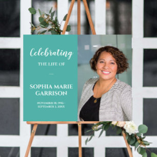 Teal Blue Photo Welcome to Celebration of Life Foam Board