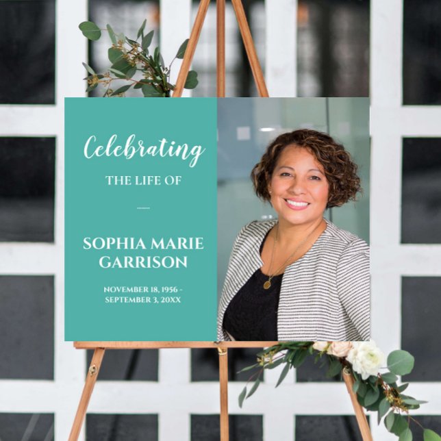 Teal Blue Photo Welcome to Celebration of Life Foam Board (Creator Uploaded)