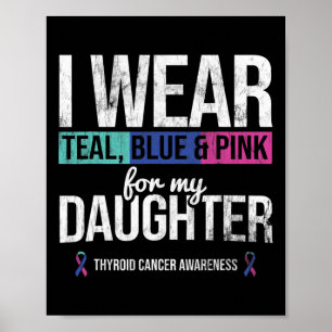 Teal Blue Pink For Daughter Thyroid Cancer Awarene Poster
