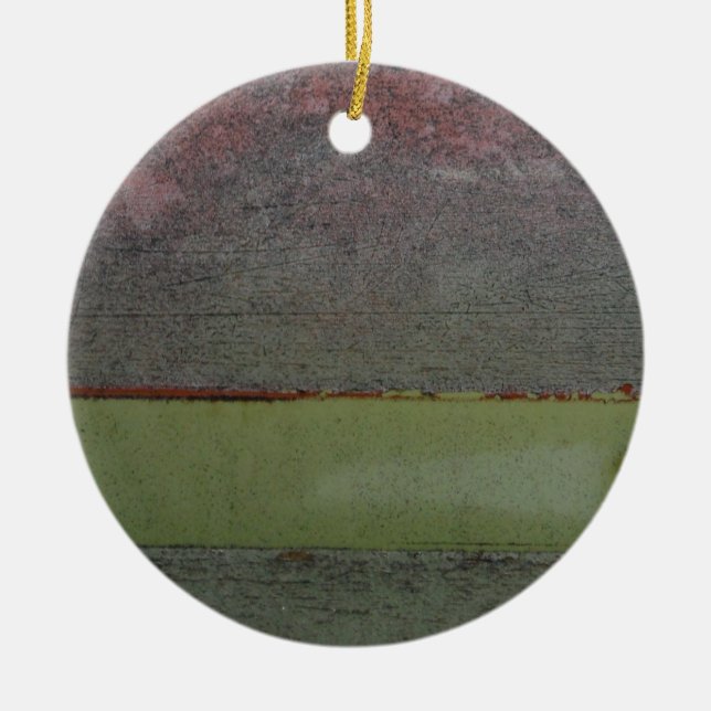 Teal Blue  Pink Green rusted Ceramic Ornament (Front)