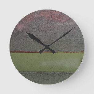 Teal Blue Pink Green rusted Round Clock